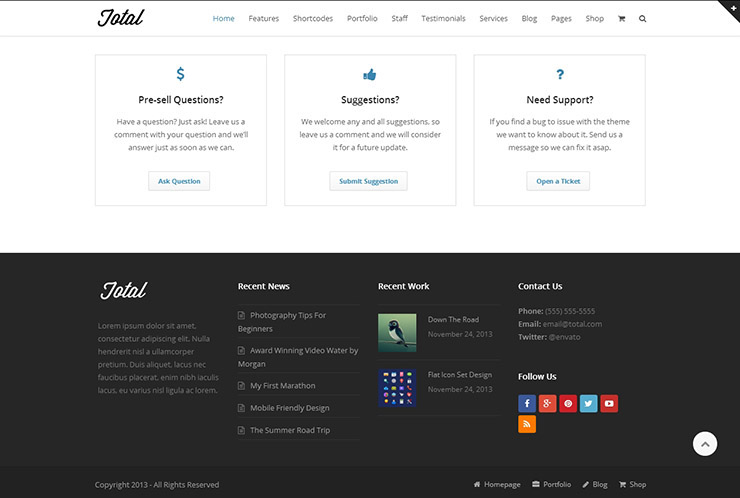 워드프레스 제작 테마 추천 Total Multi-Purpose Responsive WordPress Theme