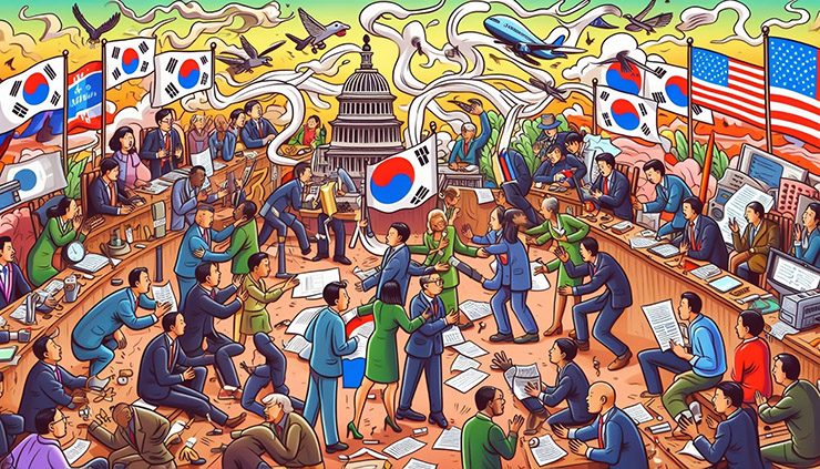 한국 정치의 혼란 속에서 국민의 실망을 상징하는 이미지