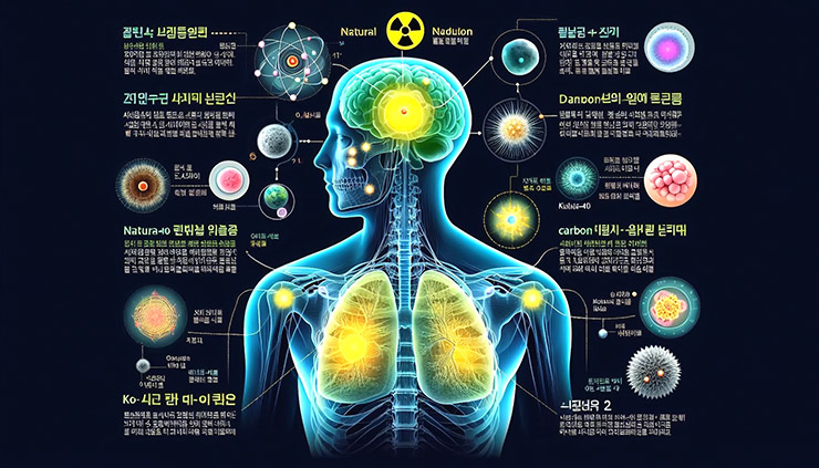 인체에서 자연적으로 발생하는 방사선의 원인을 설명하는 그래프