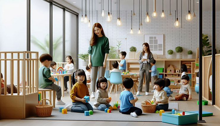 육아와 보육 환경을 상징하는 이미지