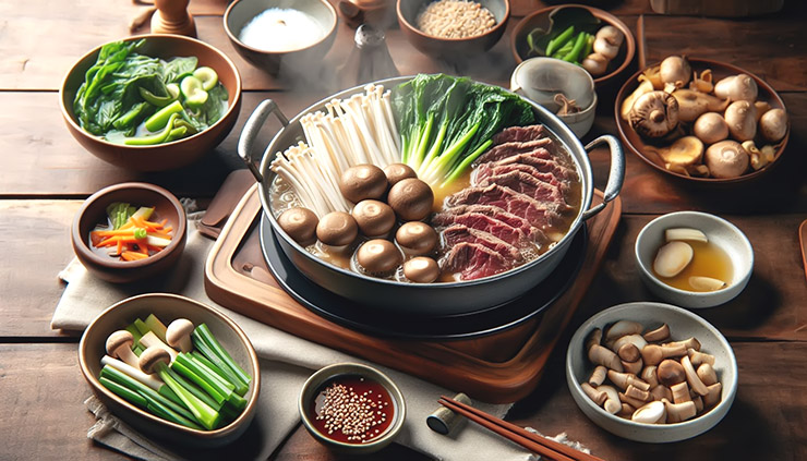 송이버섯 전골 한 상 차림