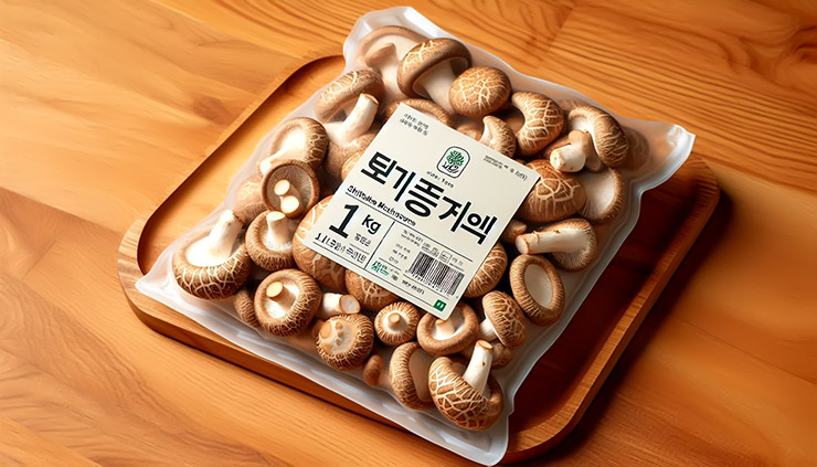 깔끔하게 포장된 표고버섯 1kg 패키지