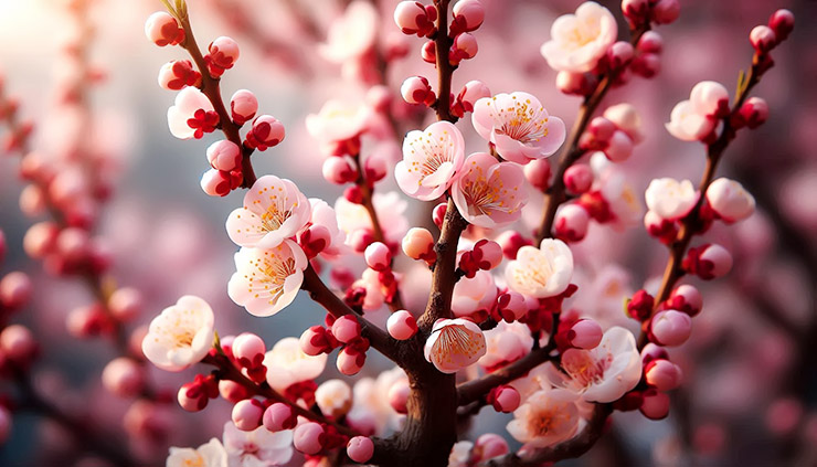 살구 꽃말 살구 꽃과 열매가 열린 나무