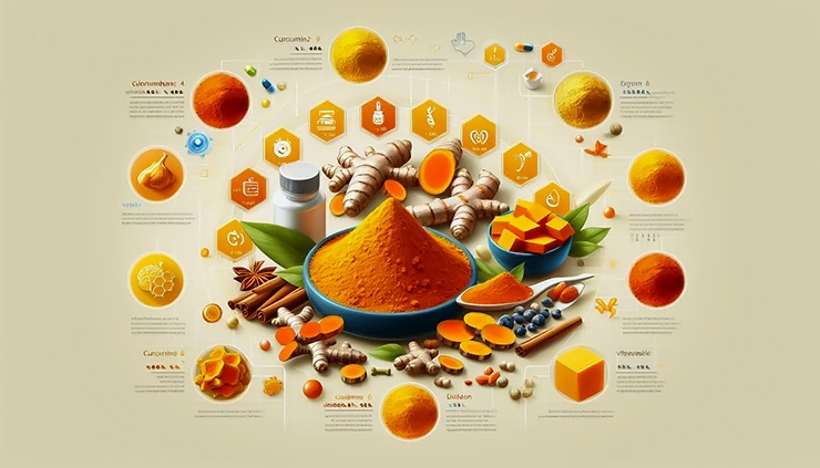 강황의 효능 및 강황가루 효능 부작용을 설명하는 영양 성분 표