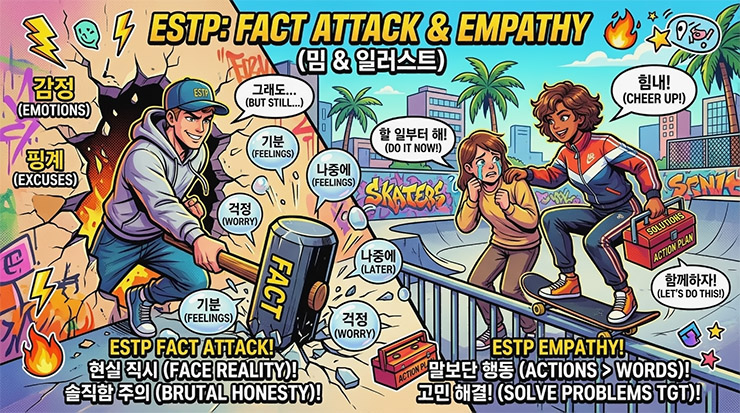 ESTP 팩트 폭행 공감 일러스트 및 밈