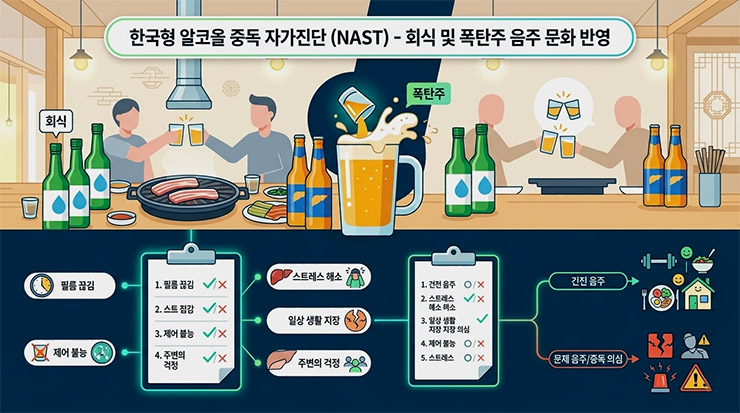 한국 특유의 회식 및 폭탄주 음주 문화를 반영한 한국형 알코올 중독 자가진단 NAST 검사