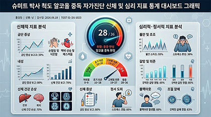 슈미트 박사 척도 알코올 중독 자가진단 신체 및 심리 지표 통계 대시보드 그래픽 특성 이미지