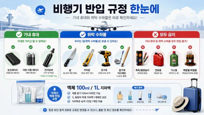비행기 기내 반입 금지 물품과 위탁 수하물 규정 비교 특성 이미지