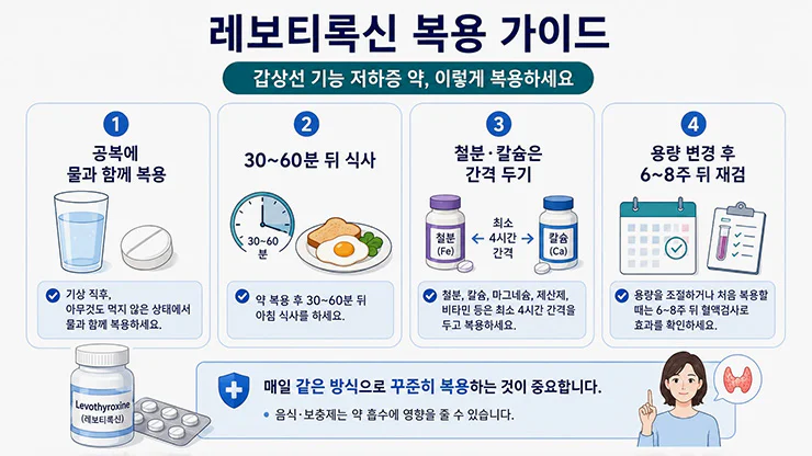 갑상선 기능 저하증 약 레보티록신 공복 복용과 철분 칼슘 간격 안내