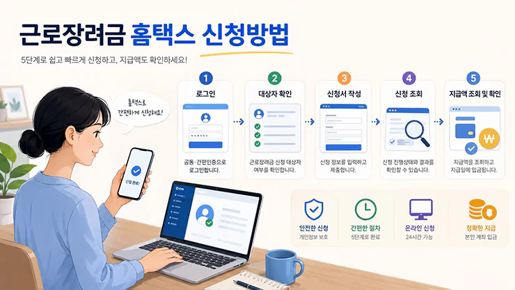 근로장려금 홈택스 신청방법 단계별 안내 일러스트