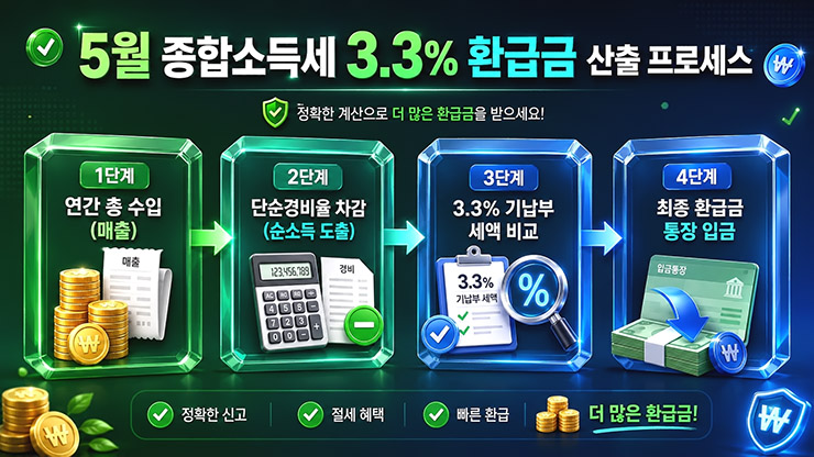5월 종합소득세 프리랜서 단순경비율 적용 및 원천징수 3.3% 환급금 극대화 전략