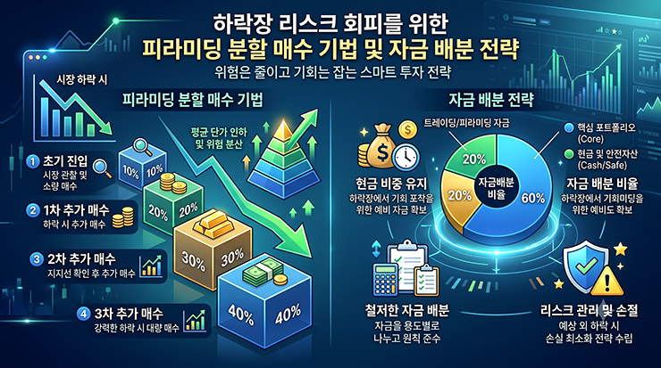 하락장 리스크 회피를 위한 피라미딩 분할 매수 기법 및 자금 배분 전략